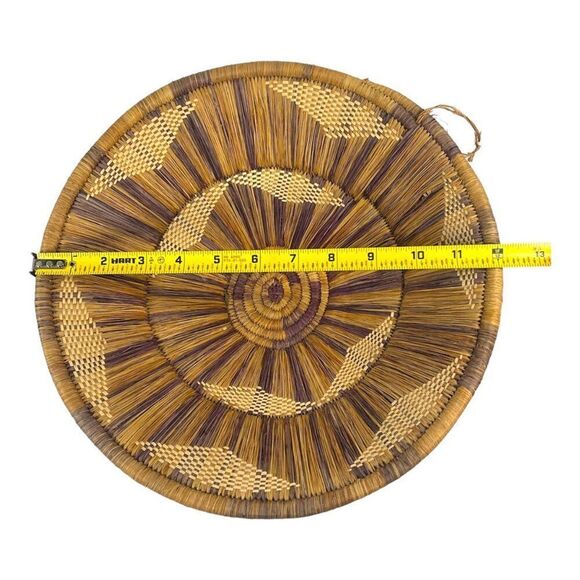 Vintage Pima Coiled Woven Gathering Basket Star Design Centerpiece Large 12" - Picture 5 of 5